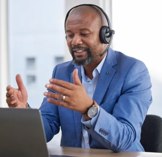 Man having an online meeting