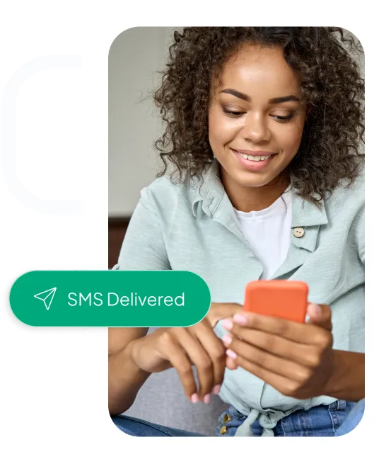 Female typing message on mobile device